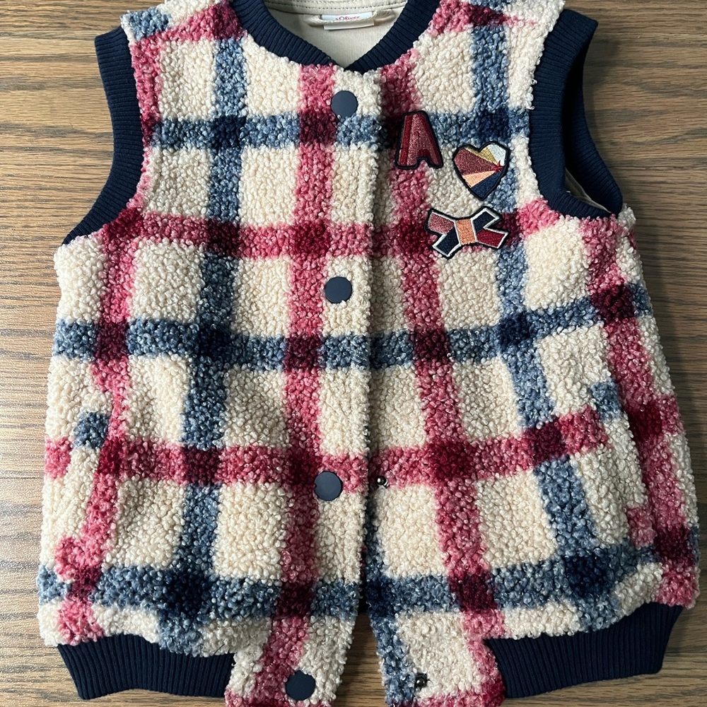 Kids Checkered Vest with Patches